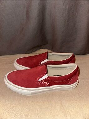 Vans Classic Slip-On Suede Loafers - Red & White